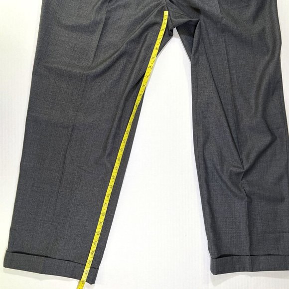 Perry Ellis - Men's Size 38/30 - Dark Grey Dress Pants Pleated Front Cuff Hem - Picture 7 of 8